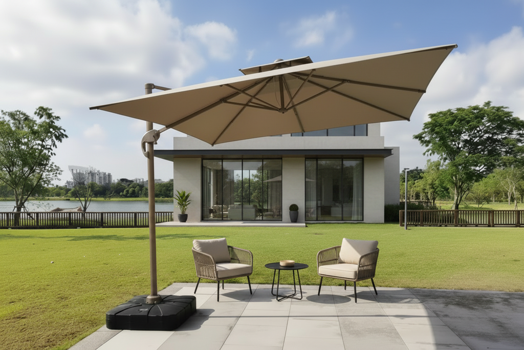Roma Luxe Double-Top Cantilever Umbrella 10ft X 10ft (3x3M)