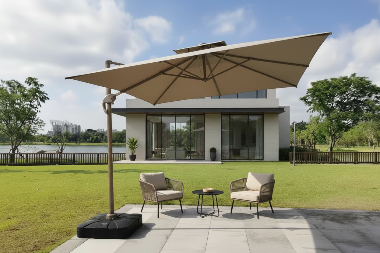 Roma Luxe Double-Top Cantilever Umbrella (3x3M)